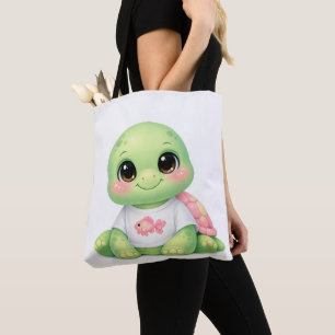 Cute Kawaii Zeeschildpad Chibi Boodschappentas Tote Bag