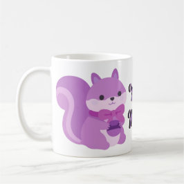 Cute Kawaii Zittende Lavendel Eekhoorn Mok