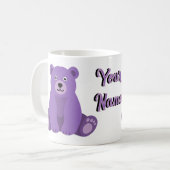 Cute Kawaii Zittende Paarse Teddibeer Mok (Voorkant links)