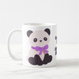 Cute Kawaii Zittende Pandabeer Paarse Strik Mok