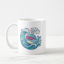 Cute Kawaii Zomer Blauwe Walvis Hart Zonnebril Oce