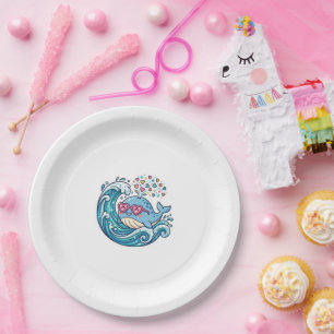 Cute Kawaii Zomer Blauwe Walvis Hart ZonnebrilStic Papieren Bordje