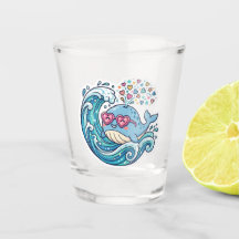 Cute Kawaii Zomer Blauwe Walvis Hart ZonnebrilStic