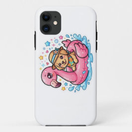 Cute Kawaii Zomer Puppies Flamingo Zwembad FloatSt Case-Mate iPhone Case