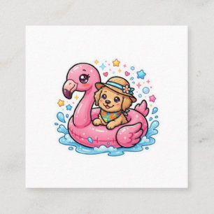 Cute Kawaii Zomer Puppies Flamingo Zwembad FloatSt Vierkante Visitekaartje