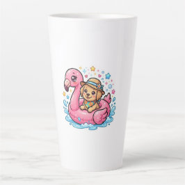 Cute Kawaii Zomer Puppy Flamingo Zwembad FloatStic Latte Mok