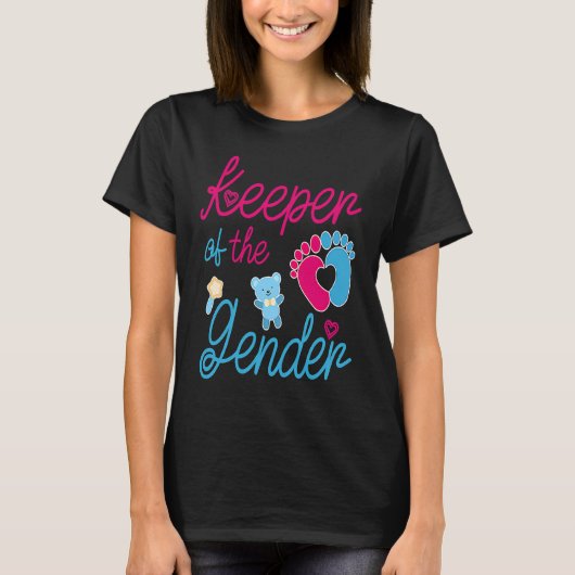 Cute Keeper of Gender  baby reveal party idea T-shirt (Voorkant)