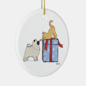 Cute Keesdoorn Puppy en Kitten Kerstfeestdag Keramisch Ornament (Rechts)