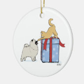 Cute Keesdoorn Puppy en Kitten Kerstfeestdag Keramisch Ornament (Links)
