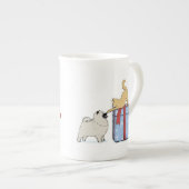 Cute Keesdoorn Puppy en Kitten Kerstmis Holiday Porselein Kop (Voorkant rechts)