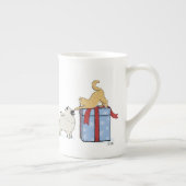 Cute Keesdoorn Puppy en Kitten Kerstmis Holiday Porselein Kop (Rechts)