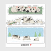 Cute Keeshond Dogs Kees Holiday Vinyl Sticker Set (Vel)