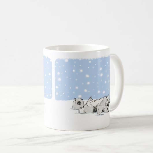 Cute Keeshond en Puppies Spelen | Sneeuwzitjes Koffiemok (Voorkant rechts)