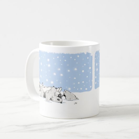 Cute Keeshond en Puppies Spelen | Sneeuwzitjes Koffiemok (Voorkant links)