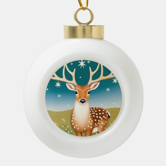 Cute kermas hert keramische bal ornament (Voorkant)