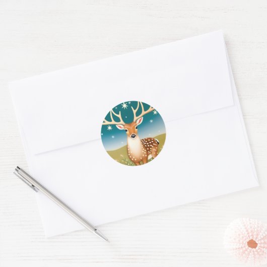 Cute kermas hert ronde sticker (Envelop)