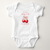 Cute Kers Op Top Roze Strik Baby Rompertje (Voorkant)