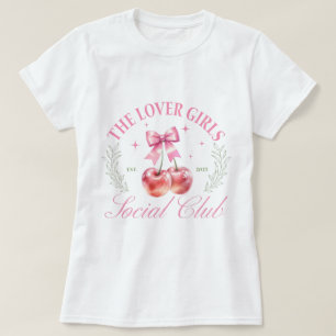 Cute Kersen Roze en Witte Grafische T-Shirt