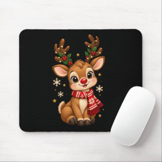 Cute Kerst Baby Rendier Rode Sjaal Muismat