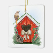 Cute kerst Birdhouse Keramisch Ornament (Links)