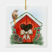 Cute kerst Birdhouse Keramisch Ornament (Achterkant)