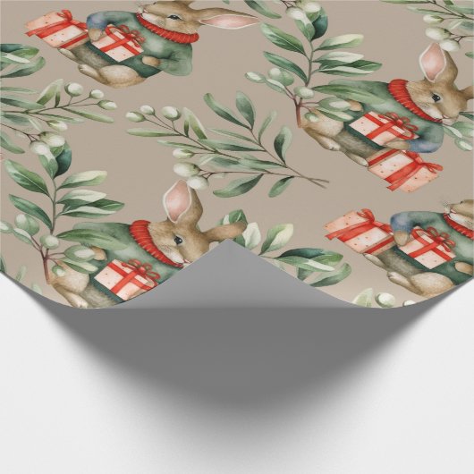 Cute kerst Bunny Cadeaupapier (Hoek)