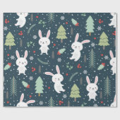 Cute kerst Bunny Pattern Cadeaupapier (Vlak)