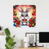 Cute kerst Bunny Poster (Thuiskantoor)