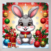 Cute kerst Bunny Poster (Voorkant)