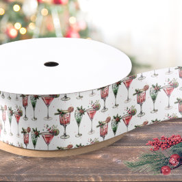 Cute Kerst Cocktail Patroon Satijnen Lint