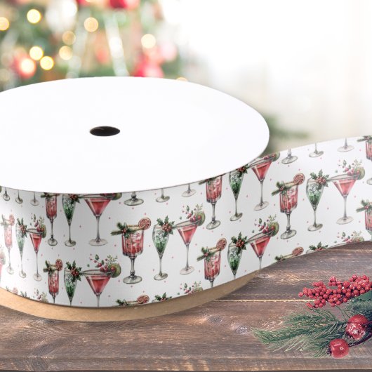 Cute Kerst Cocktail Patroon Satijnen Lint