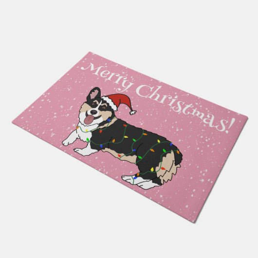 Cute kerst Corgi Deurmat (Schuin)