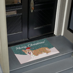 Cute kerst Corgi Deurmat