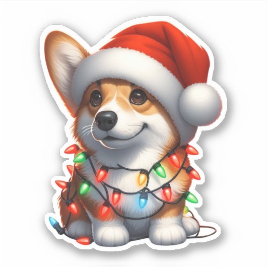Cute kerst Corgi Sticker (Voorkant)