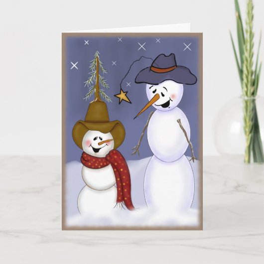 Cute kerst Cowboy Snowman Feestdagen Kaart (Voorkant)