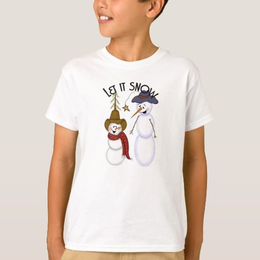 Cute kerst Cowboy Snowman T-shirt (Voorkant)