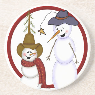 Cute kerst Cowboy Snowman Zandsteen Onderzetter