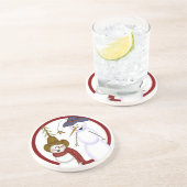 Cute kerst Cowboy Snowman Zandsteen Onderzetter (Zijkant)