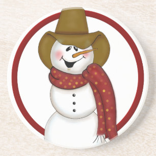Cute kerst Cowboy Snowman Zandsteen Onderzetter