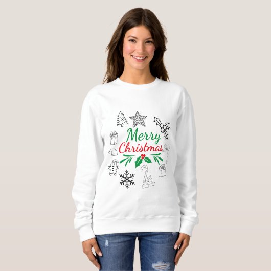 Cute Kerst Doodle Sweatshirt (Voorkant volledig)