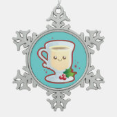 Cute kerst Eggnog Tin Sneeuwvlok Ornament (Voorkant)
