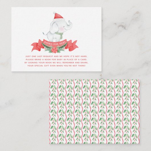 Cute kerst Elephant | Boeken voor Baby shower Informatiekaartje (Voorkant / Achterkant)