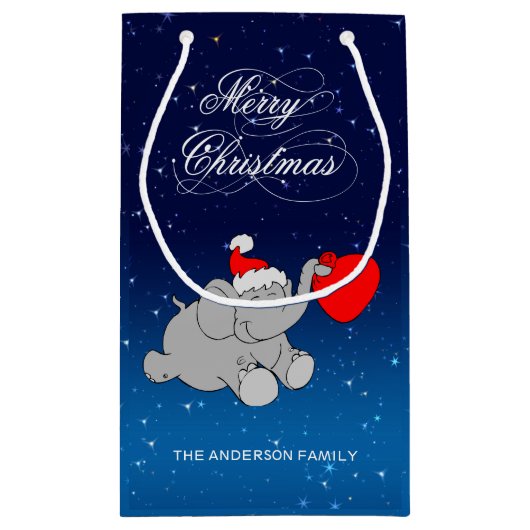 Cute kerst Elephant Klein Cadeauzakje (Achterkant)