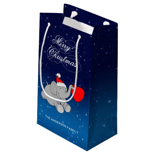 Cute kerst Elephant Klein Cadeauzakje (Achterkant Gekanteld)