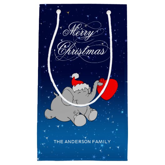 Cute kerst Elephant Klein Cadeauzakje (Voorkant)