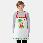 Cute Kerst elf & hulstbes blad decoratie Schort (Gedragen)