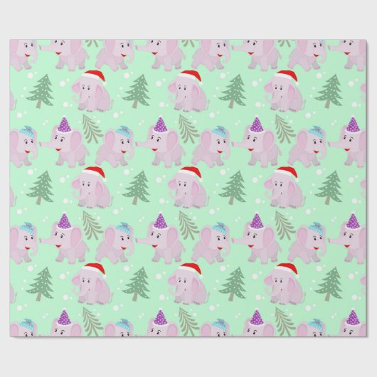 Cute kerst elphant Patroon Cadeaupapier (Vlak)