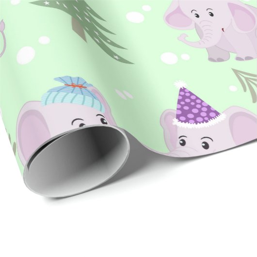 Cute kerst elphant Patroon Cadeaupapier (Rol Hoek)