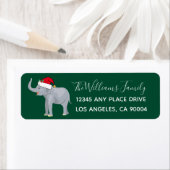 Cute kerst elphant Santa Claus Green Etiket (Insitu)