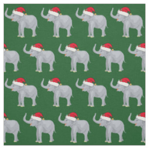 Cute kerst elphant Santa Claus Green Stof